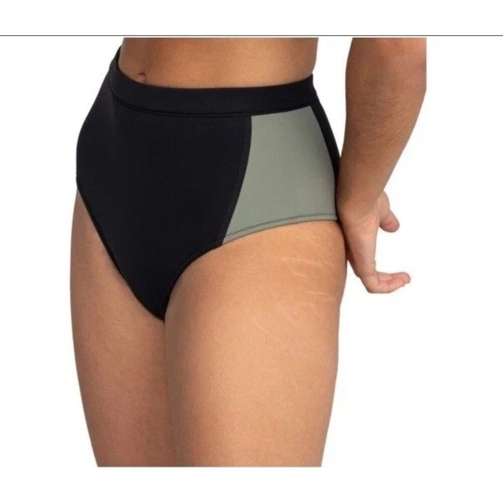 Roxy Pro Neoprene High Waisted Bikini Bottom black Olive Size S NEW